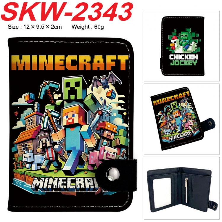 Minecraft Anime vertical button folding wallet 12X9.5X2CM 60g