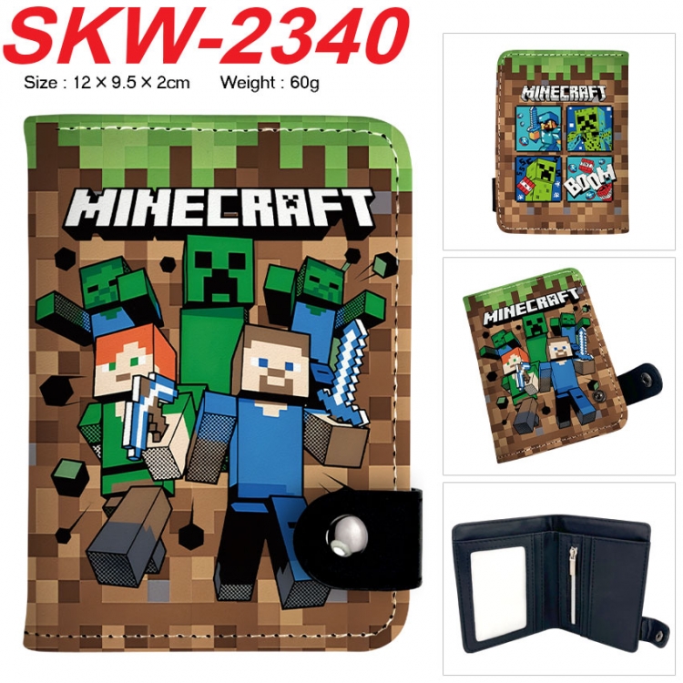 Minecraft Anime vertical button folding wallet 12X9.5X2CM 60g