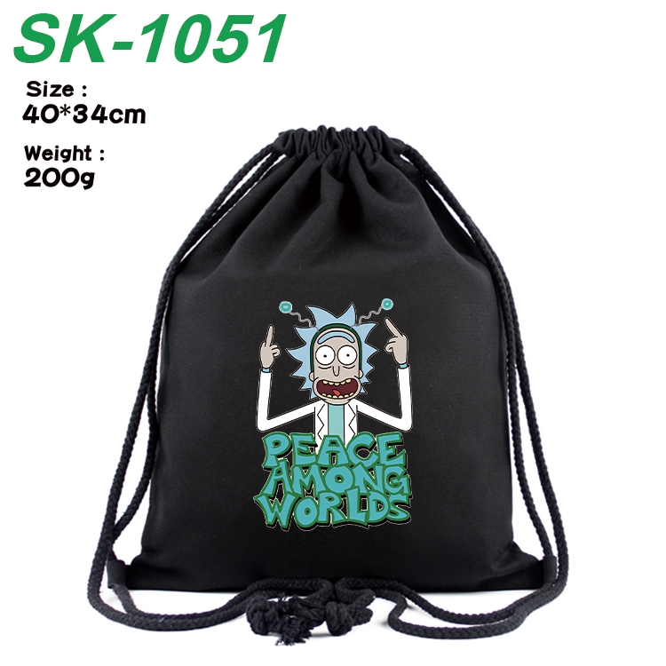 Rick and Morty Anime Coloring Book Drawstring Backpack 40X34cm 200g