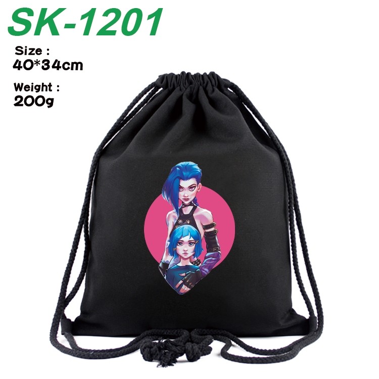 Arcane：League of Legends Anime Coloring Book Drawstring Backpack 40X34cm 200g
