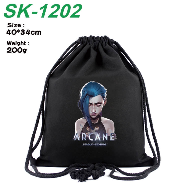 Arcane：League of Legends Anime Coloring Book Drawstring Backpack 40X34cm 200g