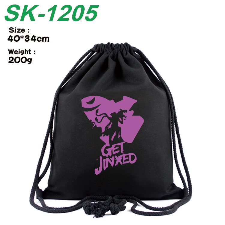 Arcane：League of Legends Anime Coloring Book Drawstring Backpack 40X34cm 200g