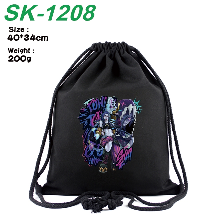 Arcane：League of Legends Anime Coloring Book Drawstring Backpack 40X34cm 200g