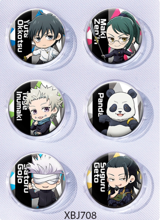 Jujutsu Kaisen  Anime peripheral pill bar badge 25mm a set of 6 price for 5 sets 