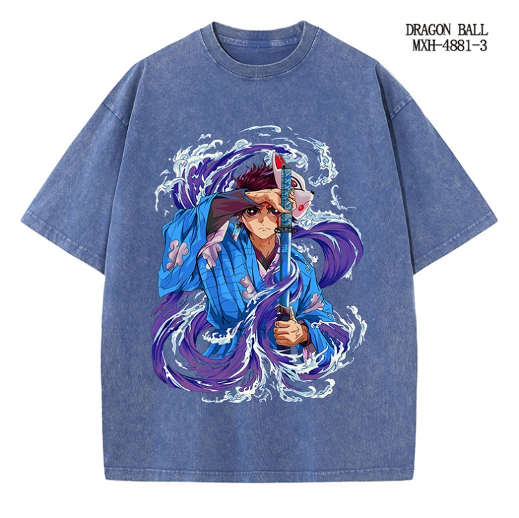 Demon Slayer Kimets Anime peripheral pure cotton washed and worn T-shirt from S to 2XL