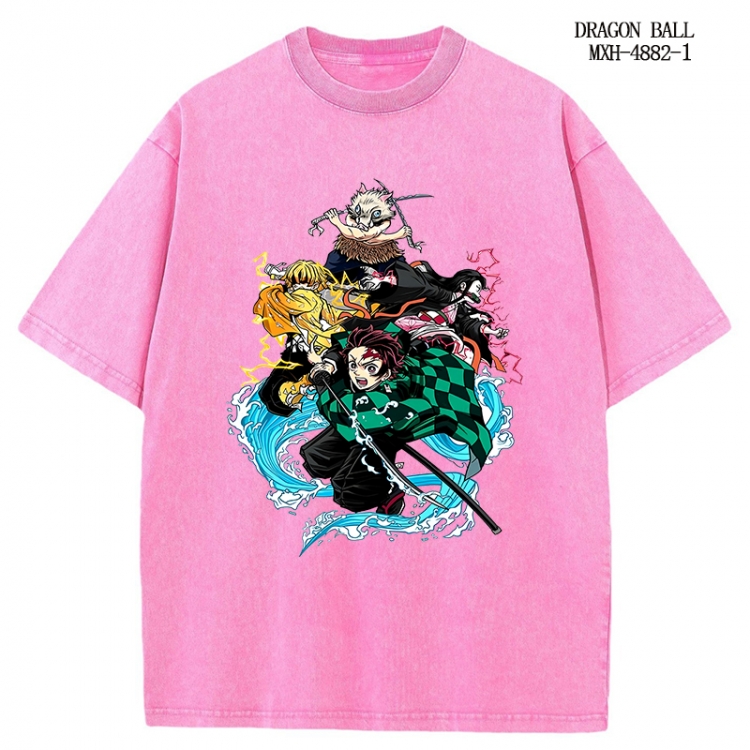 Demon Slayer Kimets Anime peripheral pure cotton washed and worn T-shirt from S to 2XL