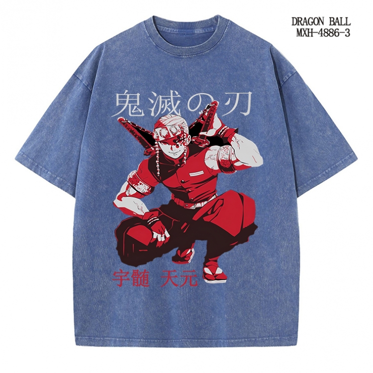 Demon Slayer Kimets Anime peripheral pure cotton washed and worn T-shirt from S to 2XL