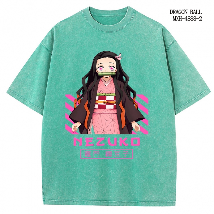 Demon Slayer Kimets Anime peripheral pure cotton washed and worn T-shirt from S to 2XL
