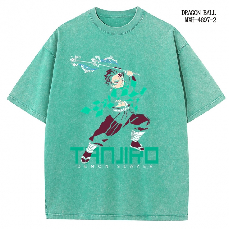 Demon Slayer Kimets Anime peripheral pure cotton washed and worn T-shirt from S to 2XL