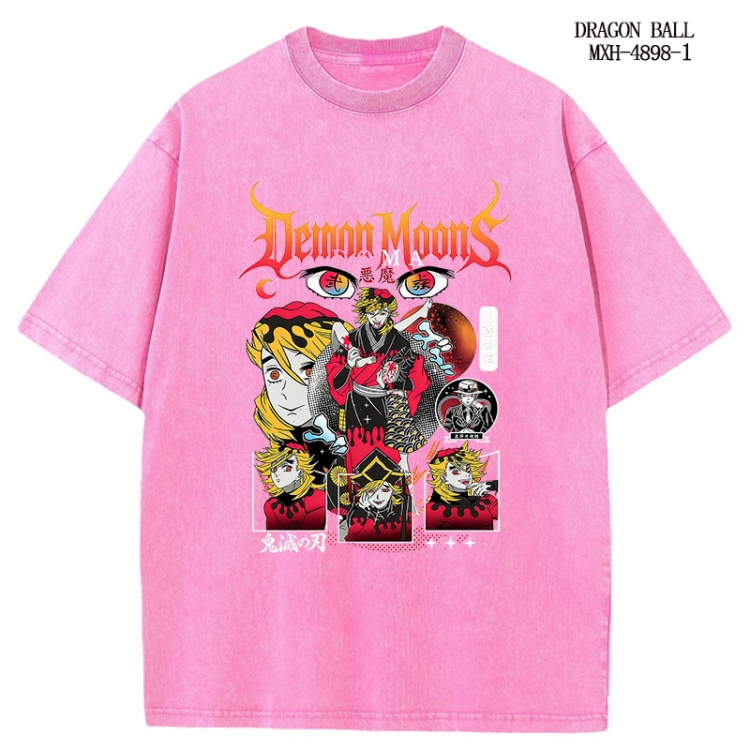 Demon Slayer Kimets Anime peripheral pure cotton washed and worn T-shirt from S to 2XL