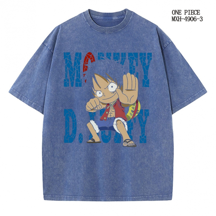 One Piece Anime peripheral pure cotton washed and worn T-shirt from S to 2XL