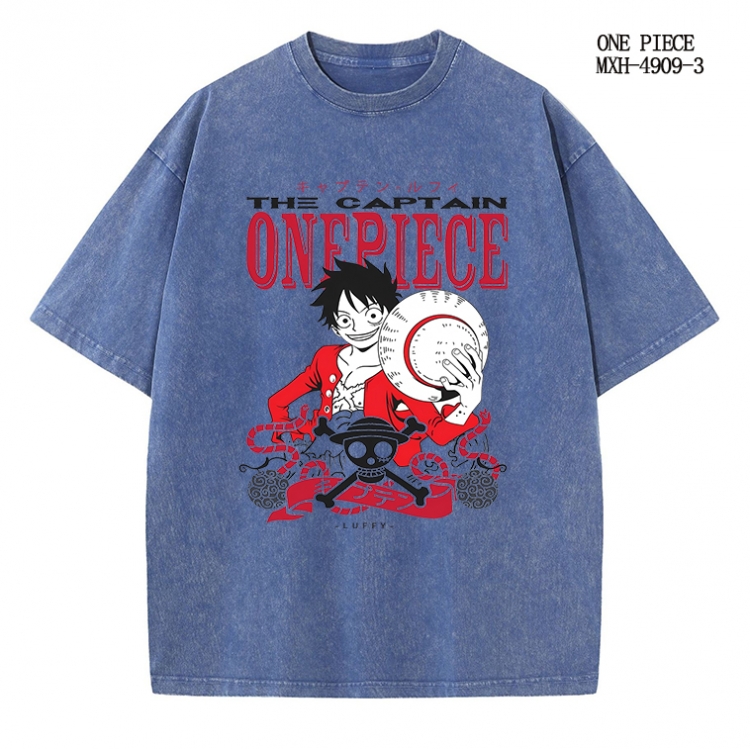One Piece Anime peripheral pure cotton washed and worn T-shirt from S to 2XL