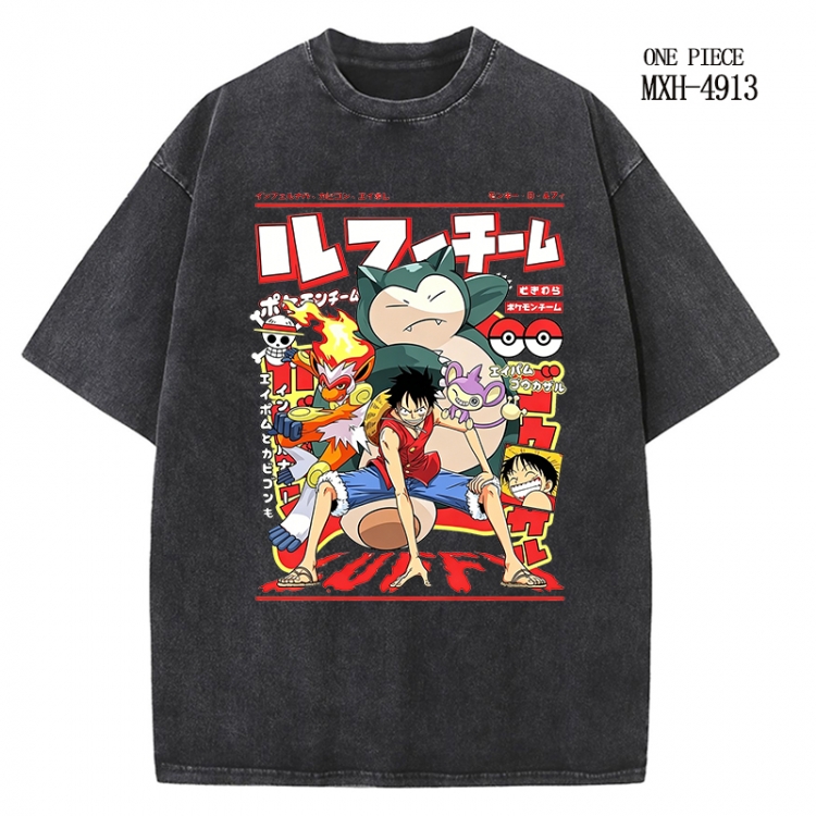 One Piece Anime peripheral pure cotton washed and worn T-shirt from S to 2XL
