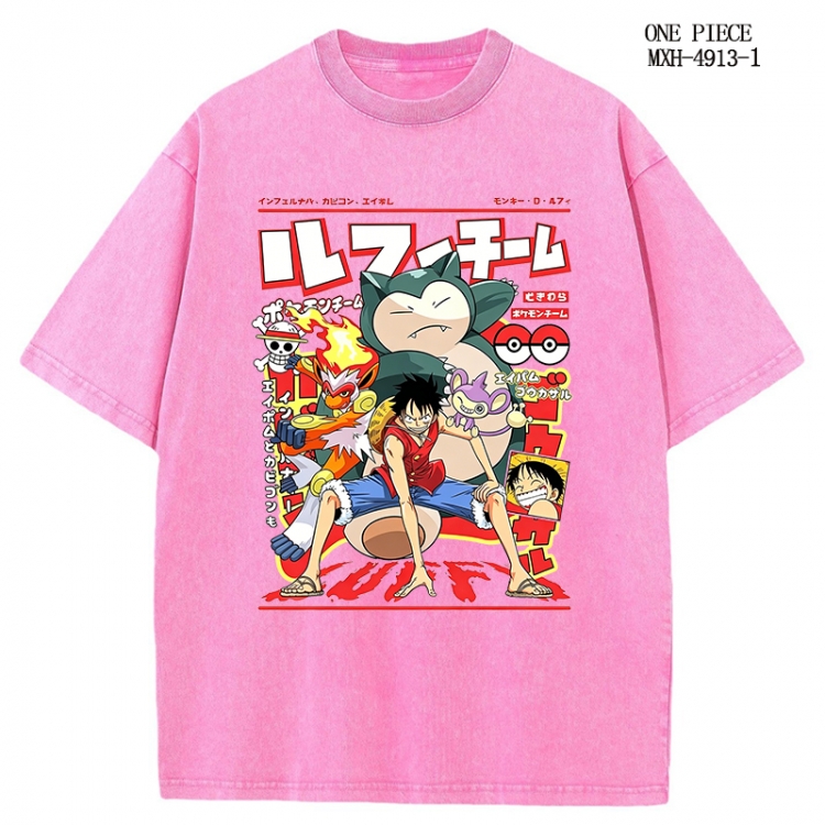 One Piece Anime peripheral pure cotton washed and worn T-shirt from S to 2XL