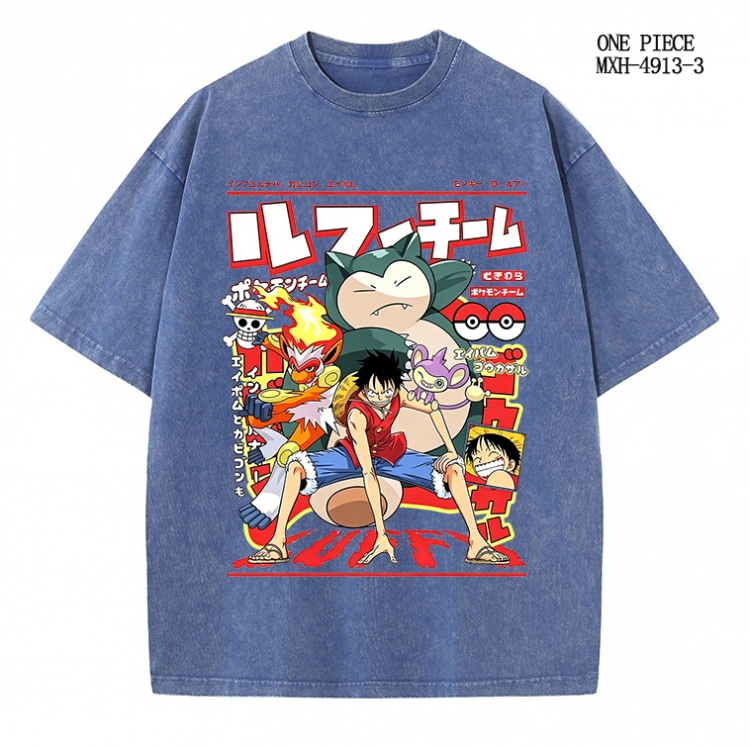 One Piece Anime peripheral pure cotton washed and worn T-shirt from S to 2XL