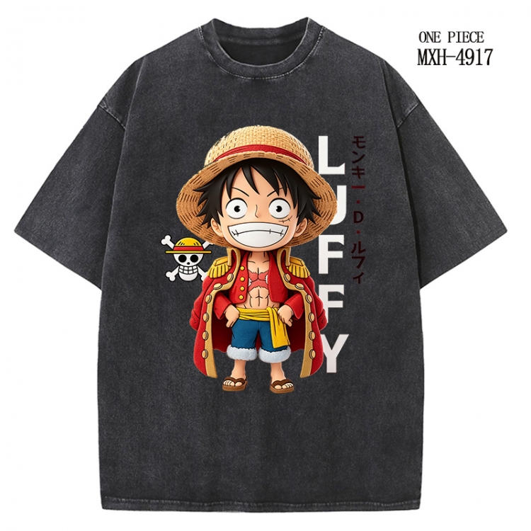 One Piece Anime peripheral pure cotton washed and worn T-shirt from S to 2XL