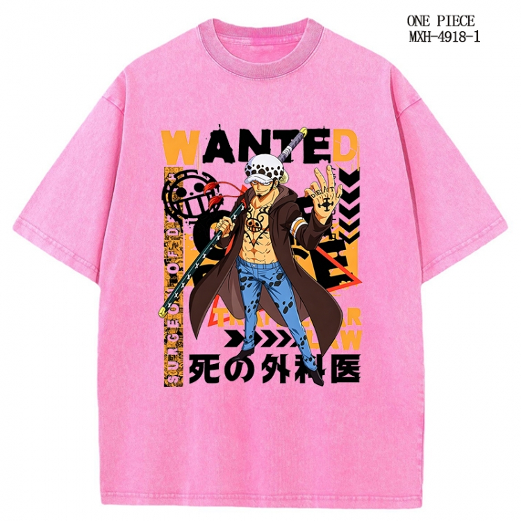 One Piece Anime peripheral pure cotton washed and worn T-shirt from S to 2XL