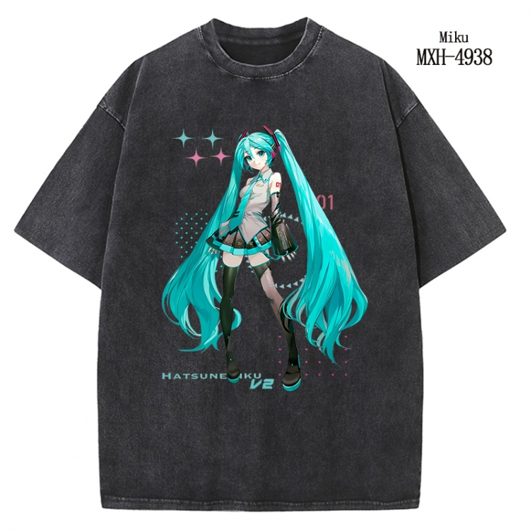 Hatsune Miku Anime peripheral pure cotton washed and worn T-shirt from S to 2XL