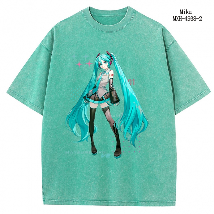 Hatsune Miku Anime peripheral pure cotton washed and worn T-shirt from S to 2XL