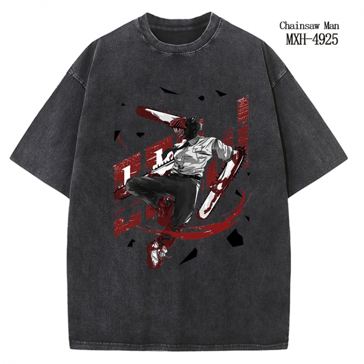 Chainsaw Man Anime peripheral pure cotton washed and worn T-shirt from S to 2XL