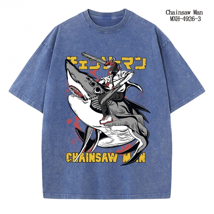 Chainsaw Man Anime peripheral pure cotton washed and worn T-shirt from S to 2XL