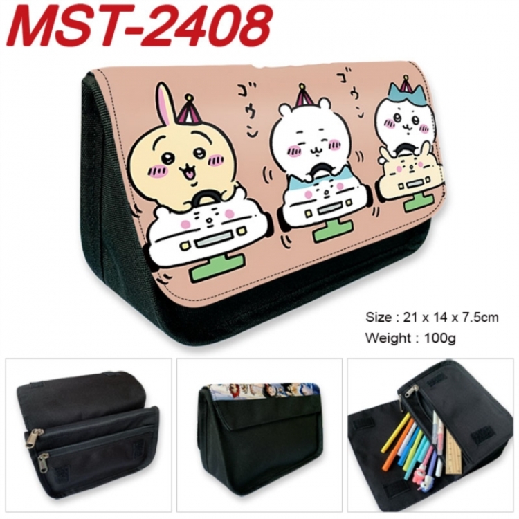 Chiikawa Anime Velcro canvas zipper pencil case Pencil Bag 21x14x7.5cm