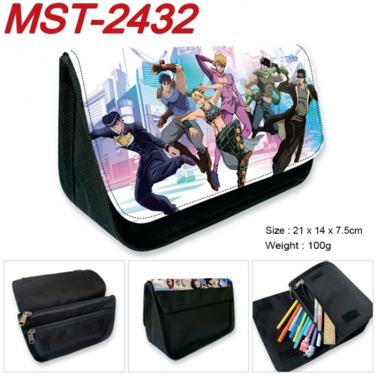 JoJos Bizarre Adventure Anime Velcro canvas zipper pencil case Pencil Bag 21x14x7.5cm