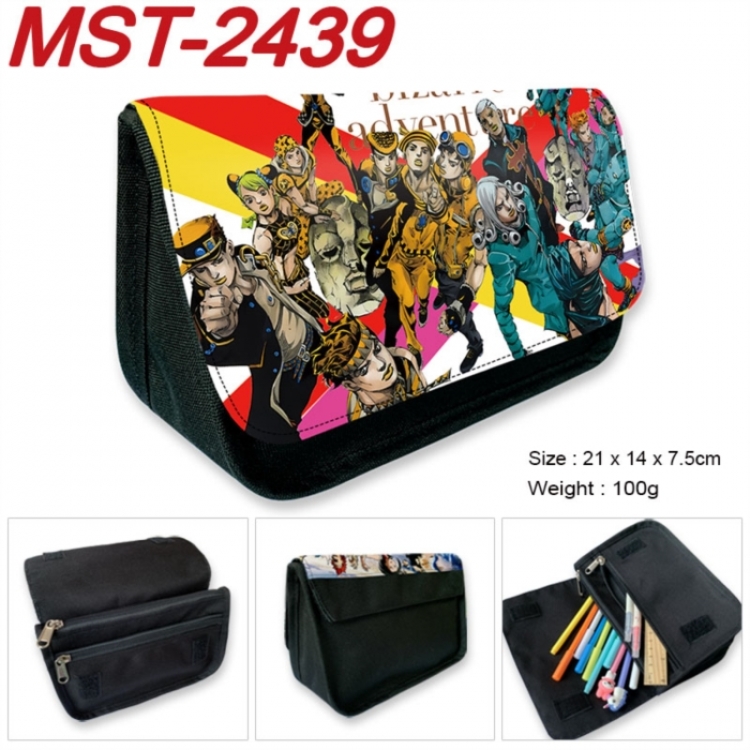 JoJos Bizarre Adventure Anime Velcro canvas zipper pencil case Pencil Bag 21x14x7.5cm