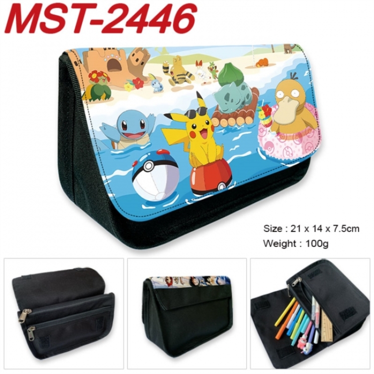 Pokemon Anime Velcro canvas zipper pencil case Pencil Bag 21x14x7.5cm