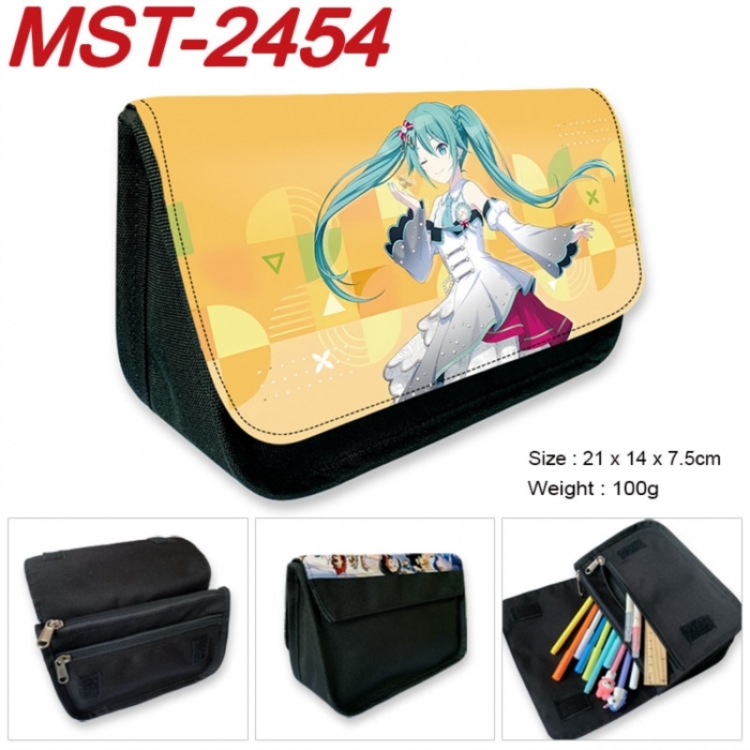 Hatsune Miku Anime Velcro canvas zipper pencil case Pencil Bag 21x14x7.5cm