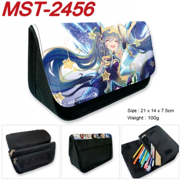 Hatsune Miku Anime Velcro canvas zipper pencil case Pencil Bag 21x14x7.5cm