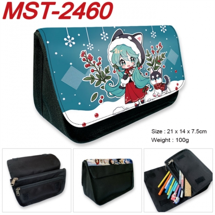 Hatsune Miku Anime Velcro canvas zipper pencil case Pencil Bag 21x14x7.5cm