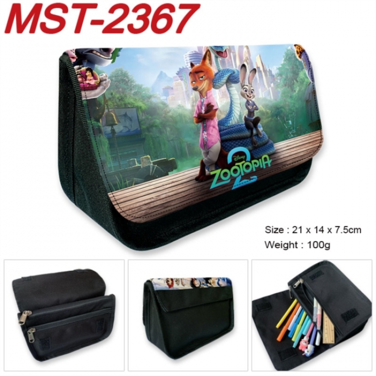 Zootopia Anime Velcro canvas zipper pencil case Pencil Bag 21x14x7.5cm