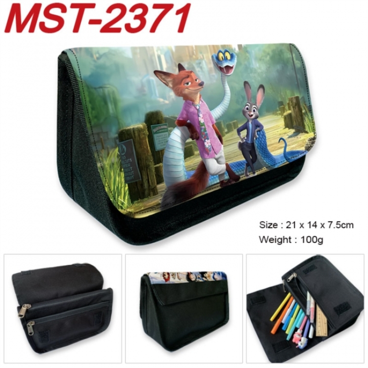 Zootopia Anime Velcro canvas zipper pencil case Pencil Bag 21x14x7.5cm