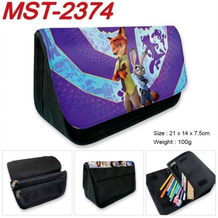 Zootopia Anime Velcro canvas zipper pencil case Pencil Bag 21x14x7.5cm