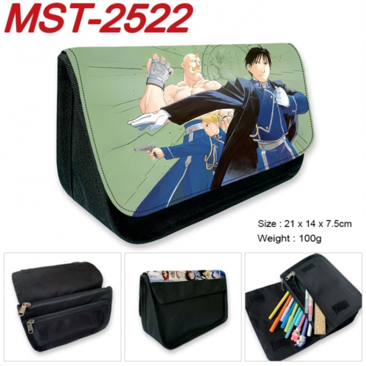 Fullmetal Alchemist Anime Velcro canvas zipper pencil case Pencil Bag 21x14x7.5cm