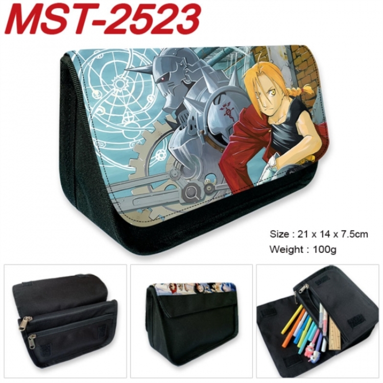 Fullmetal Alchemist Anime Velcro canvas zipper pencil case Pencil Bag 21x14x7.5cm