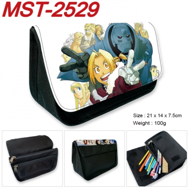 Fullmetal Alchemist Anime Velcro canvas zipper pencil case Pencil Bag 21x14x7.5cm