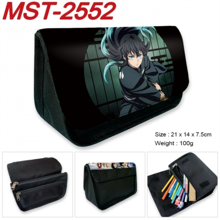 Demon Slayer Kimets Anime Velcro canvas zipper pencil case Pencil Bag 21x14x7.5cm