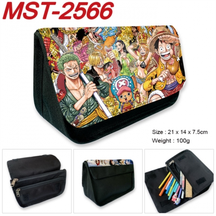 One Piece Anime Velcro canvas zipper pencil case Pencil Bag 21x14x7.5cm