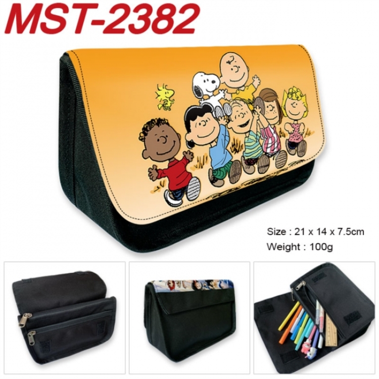 snoopy Anime Velcro canvas zipper pencil case Pencil Bag 21x14x7.5cm