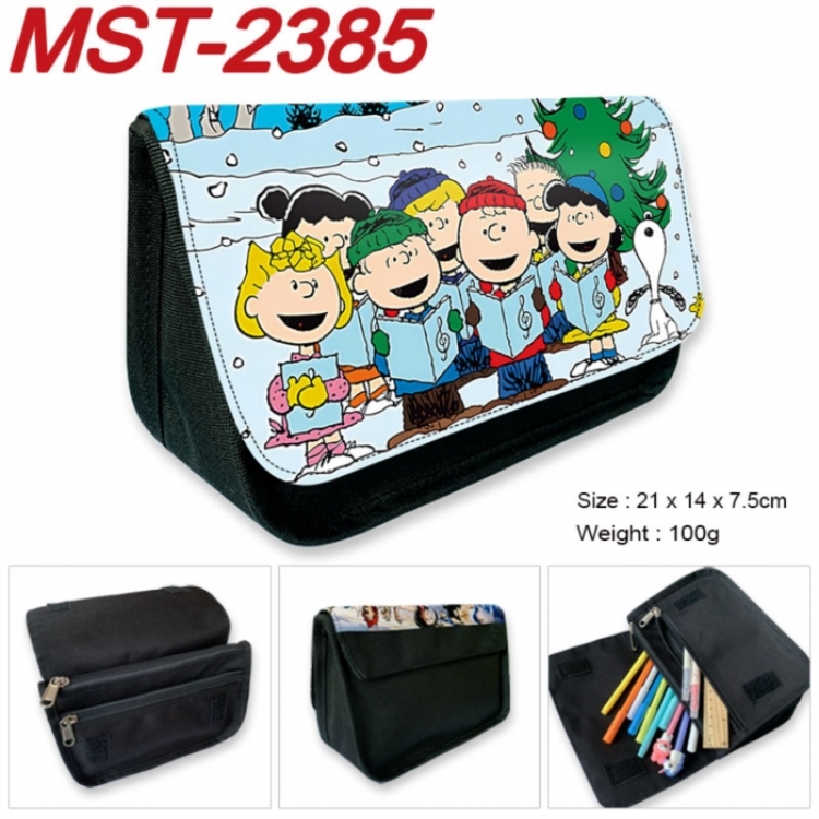 snoopy Anime Velcro canvas zipper pencil case Pencil Bag 21x14x7.5cm