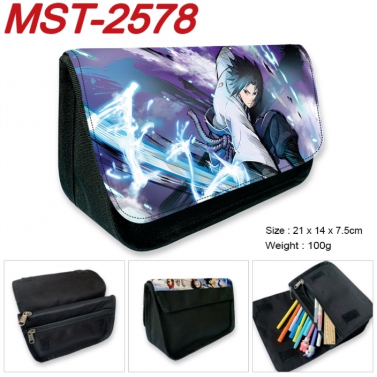 Naruto Anime Velcro canvas zipper pencil case Pencil Bag 21x14x7.5cm