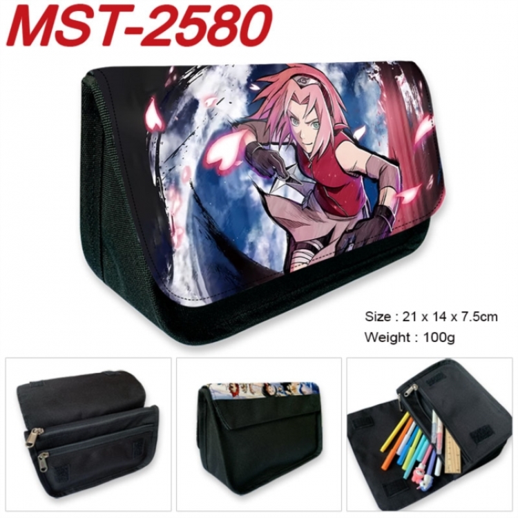 Naruto Anime Velcro canvas zipper pencil case Pencil Bag 21x14x7.5cm