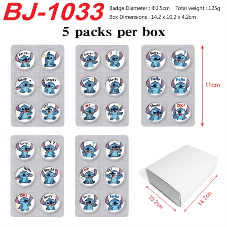 Lilo & Stitch Anime peripheral pill bar badge 25mm 5 packs per box