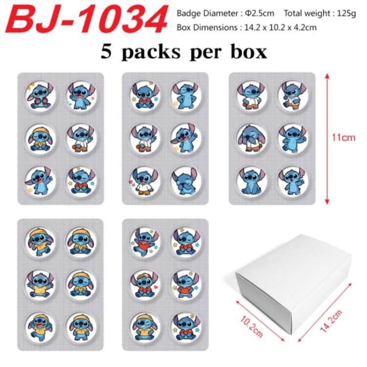 Lilo & Stitch Anime peripheral pill bar badge 25mm 5 packs per box