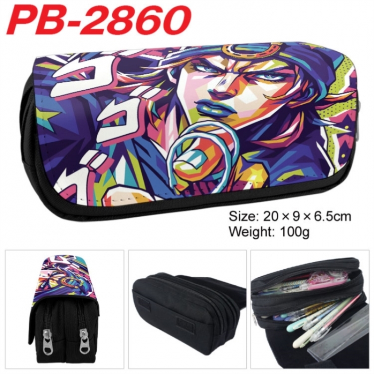 JoJos Bizarre Adventure Anime double-layer pu leather printing pencil case 20x9x6.5cm