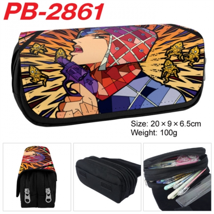 JoJos Bizarre Adventure Anime double-layer pu leather printing pencil case 20x9x6.5cm