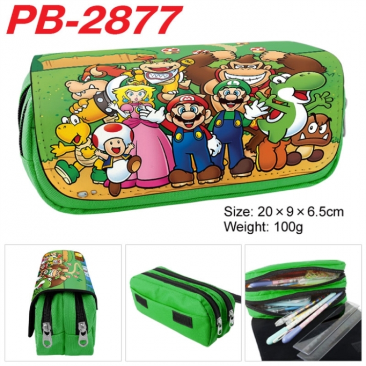 Super Mario Anime double-layer pu leather printing pencil case 20x9x6.5cm
