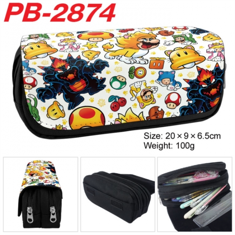Super Mario Anime double-layer pu leather printing pencil case 20x9x6.5cm